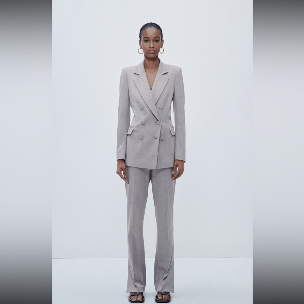 zara slit hem cigarette pants gray xs